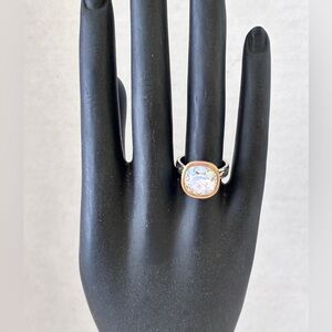 BRIGHTON 'Venusian' Size 7SWAROVSKI Crystal Gold & Silver Plate Ring Vintage